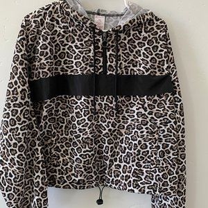 Leopard Print Half Zip Windbreaker